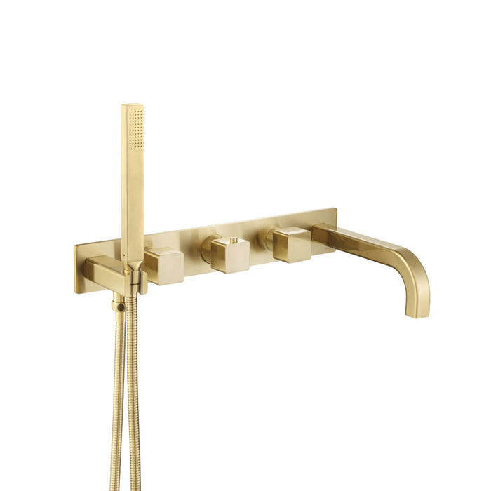 Serie 196 (2 Output Ports) Hand Shower Tub Faucet (Complete) - Wall Mount - 18" Brass/Satin Brass