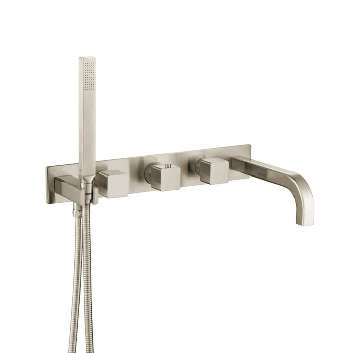 Serie 196 (2 Output Ports) Hand Shower Tub Faucet (Complete) - Wall Mount - 18" Brass/Brushed Nickel