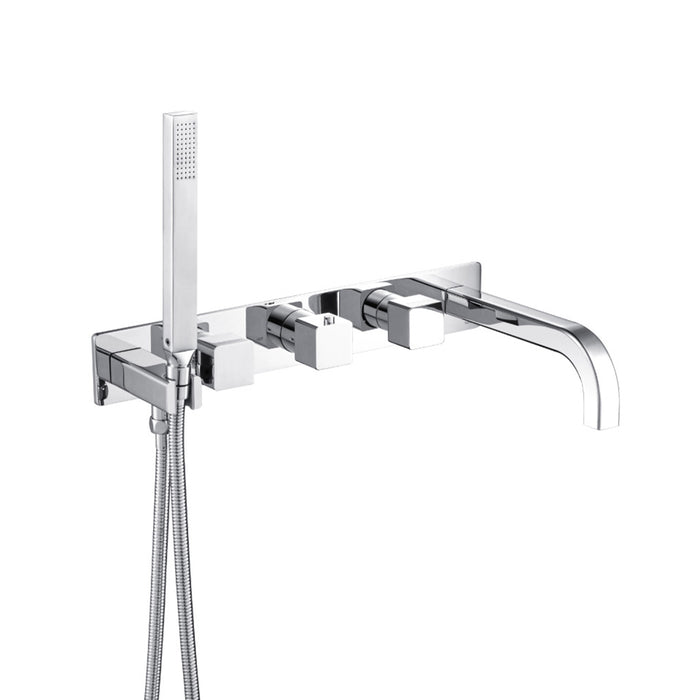 Serie 196 (2 Output Ports) Hand Shower Tub Faucet (Complete) - Wall Mount - 18" Brass/Polished Chrome