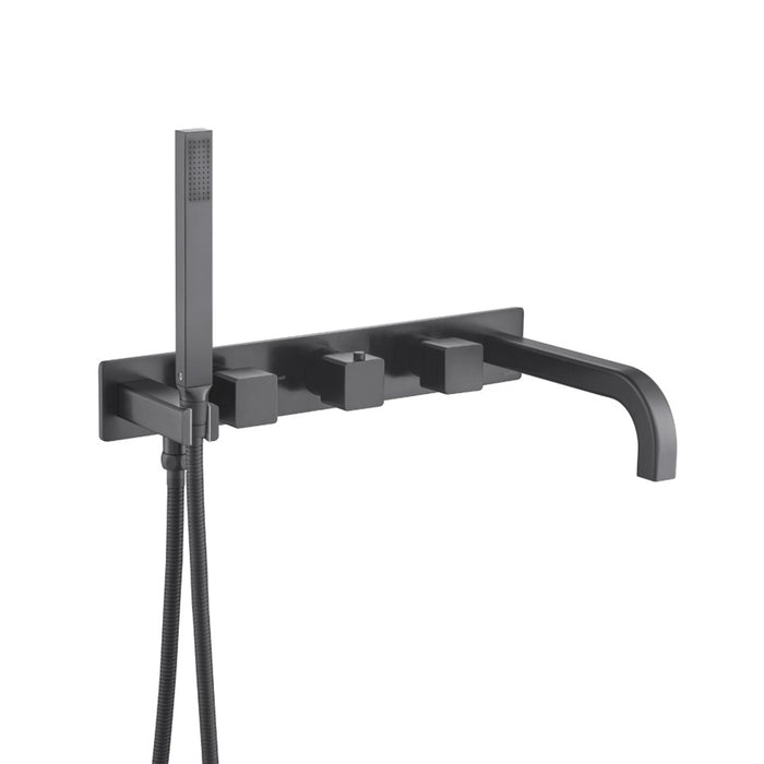 Serie 196 (2 Output Ports) Hand Shower Tub Faucet (Complete) - Wall Mount - 18" Brass/Matt Black