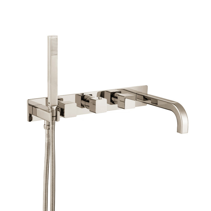 Serie 196 (2 Output Ports) Hand Shower Tub Faucet (Complete) - Wall Mount - 18" Brass/Polished Nickel