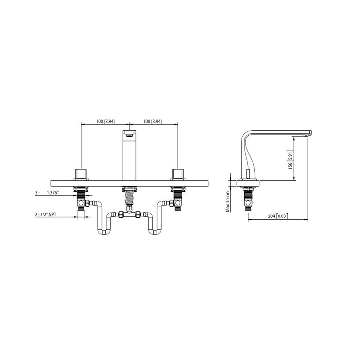 Serie 260 Complete Tub Faucet - Widespread - 8" Brass/Brushed Nickel