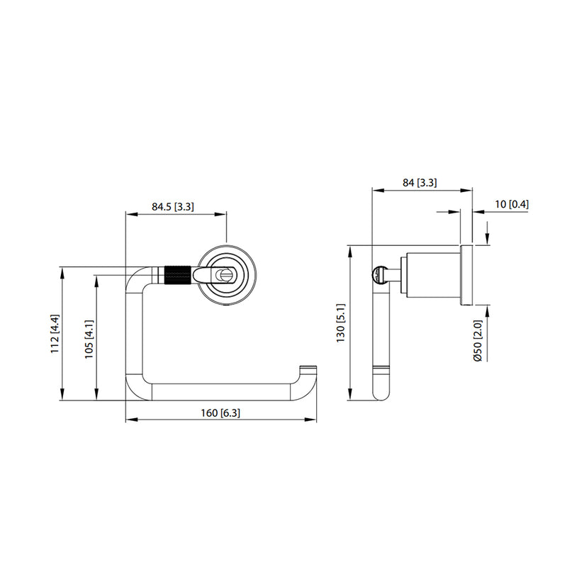 Serie 250 Toilet Paper Holder - Wall Mount - 6" Brass/Polished Chrome