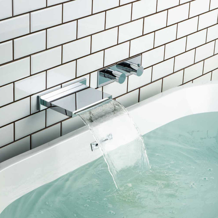 Cascade Waterfall Tub Spout - Wall Mount - 10" Stainless Steel/Satin Brass