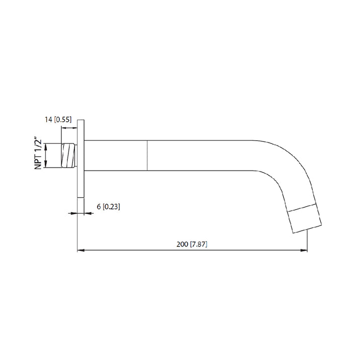 Serie 100 Non Diverting Tub Spout - Wall Mount - 8" Brass/Brushed Bronze