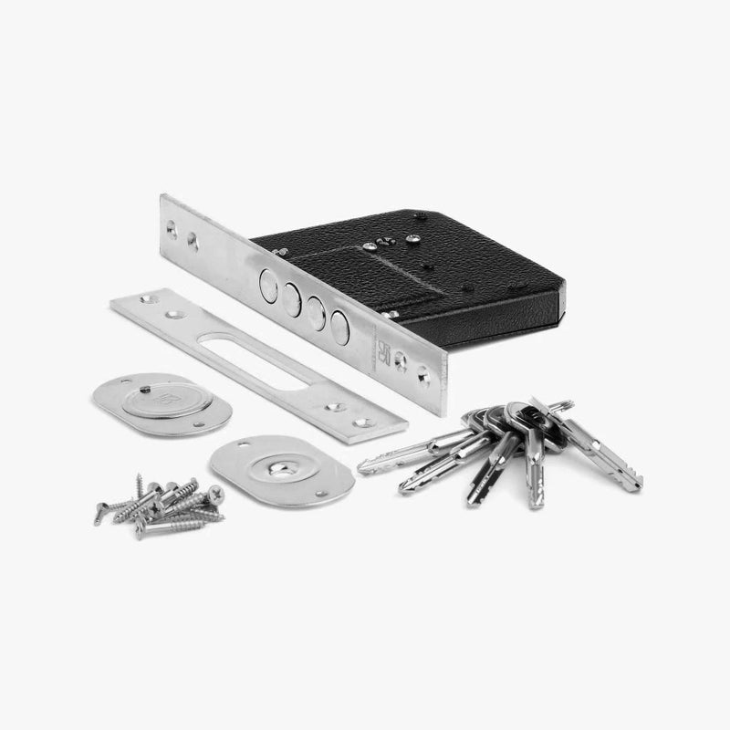 Memphis Mortise Lock Door Entrance Set - Door Mount - 8" Brass/Polished Chrome