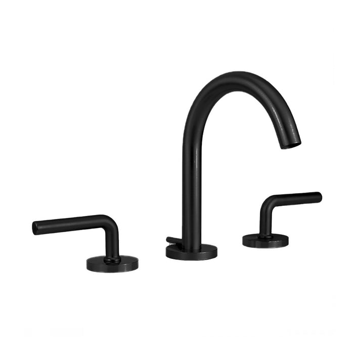 Contempo Round Slim Lever Handles Bathroom Faucet - Widespread - 8" Brass/Matt Black