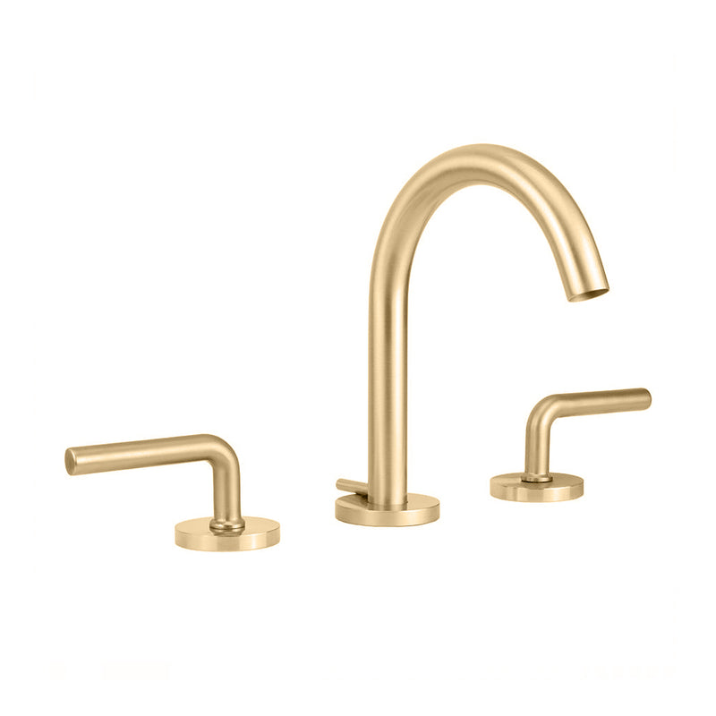 Contempo Round Slim Lever Handles Bathroom Faucet - Widespread - 8" Brass/Satin Brass