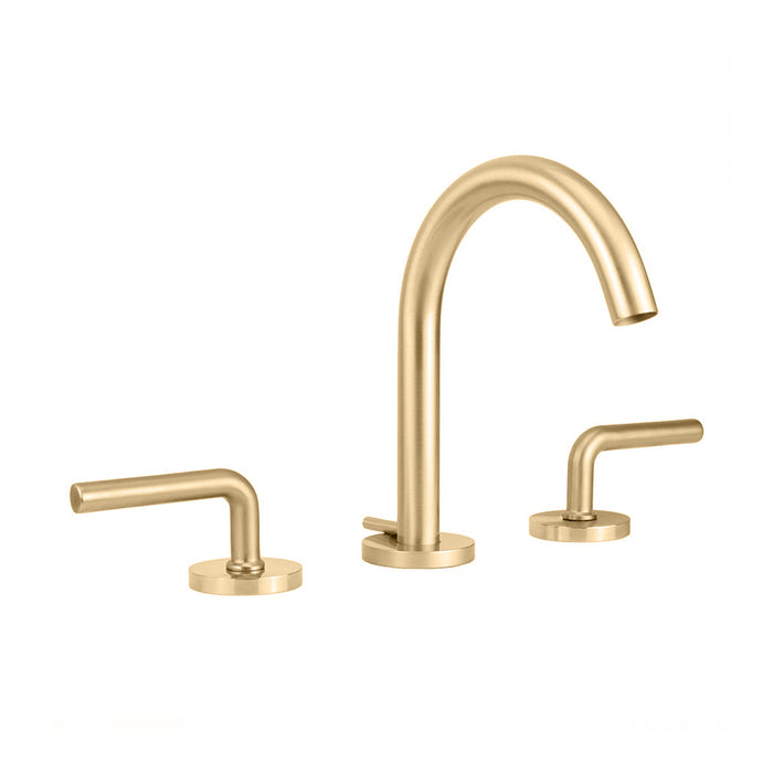 Contempo Round Slim Lever Handles Bathroom Faucet - Widespread - 8" Brass/Satin Brass