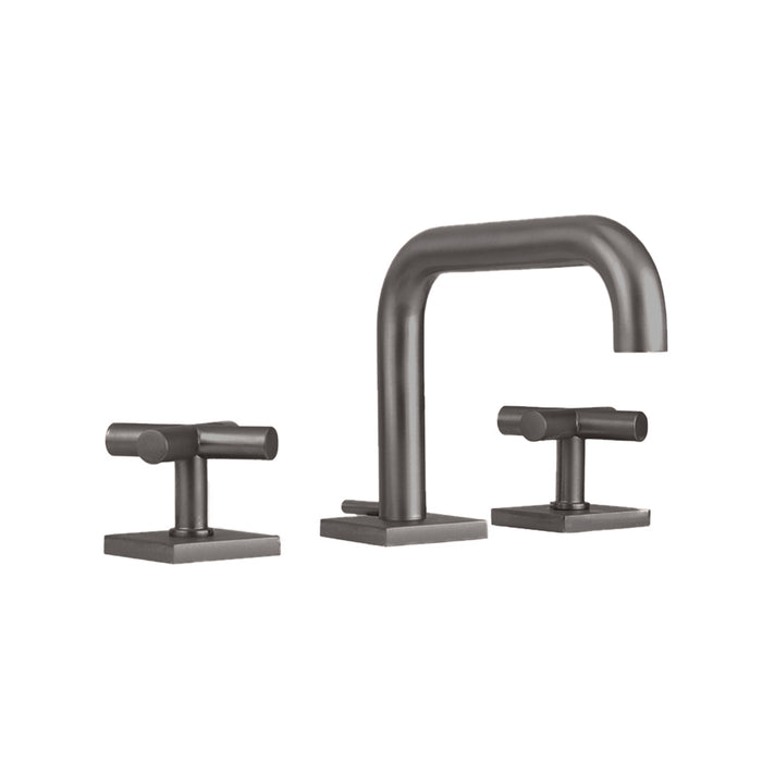 Contempo Square Slim Cross Handles Bathroom Faucet - Widespread - 8" Brass/Graphite