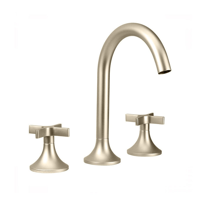 Lila Cross Handles Bathroom Faucet - Widespread - 8" Brass/Polished Nickel