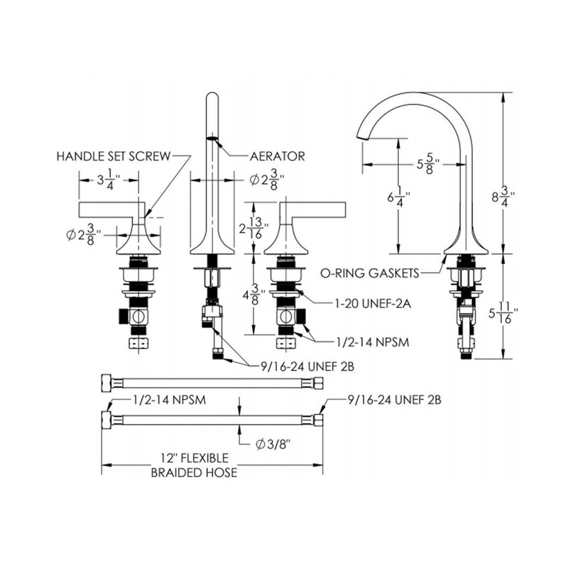 Lila Lever Handles Bathroom Faucet - Widespread - 8" Brass/Satin Brass
