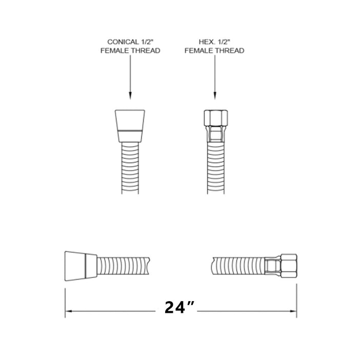 Universal Double Spiral Hand Shower Hose - Built-In - 24" Brass/Satin Nickel