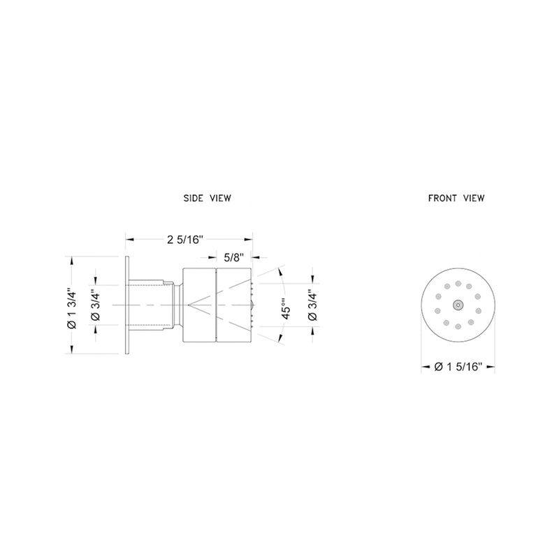 Nebulizing Mist Contemporary Round Shower Jet - Wall Mount - 2" Brass/Satin Brass