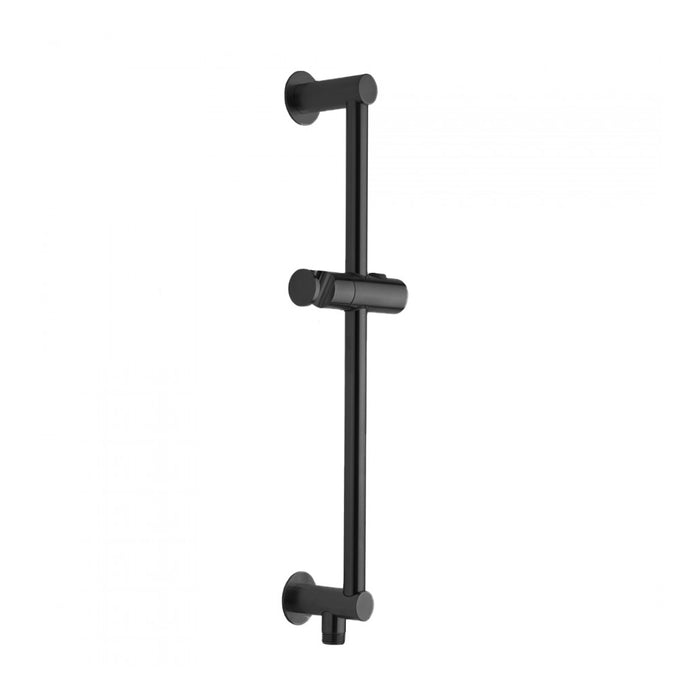 Contemporary Slim Bottom Outlet Integral Water Supply Shower Column - Wall Mount - 24" Brass/Matt Black