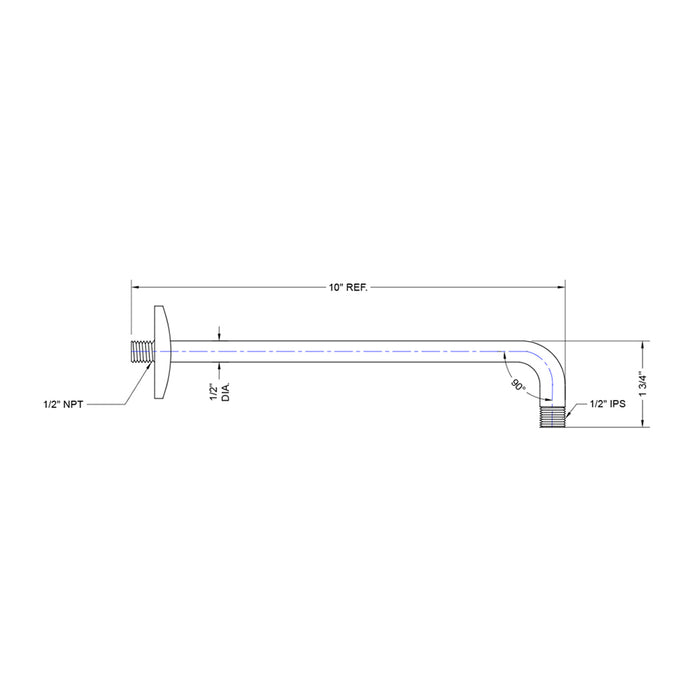 Universal Shower Arm - Wall Mount - 10" Brass/Matt Black