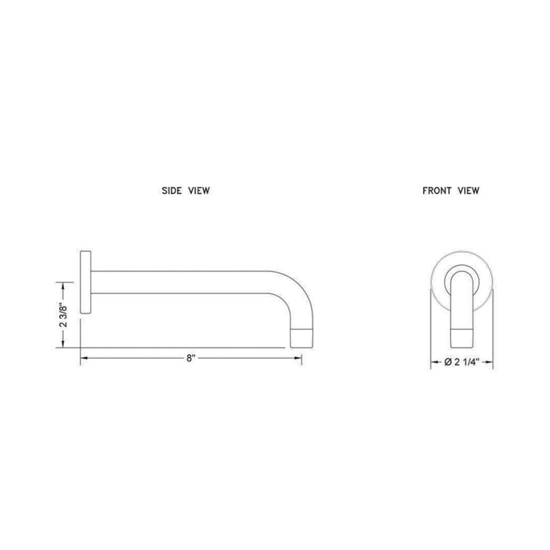 Contempo Tub Spout - Wall Mount - 8" Brass/Polished Nickel