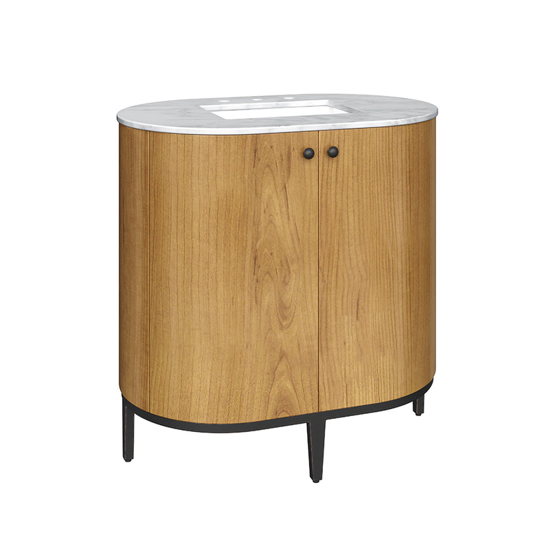 Bellamy 2 Doors Bathroom Vanity with Marble Sink - Floor Mount - 36" Mdf/Rustic Oak