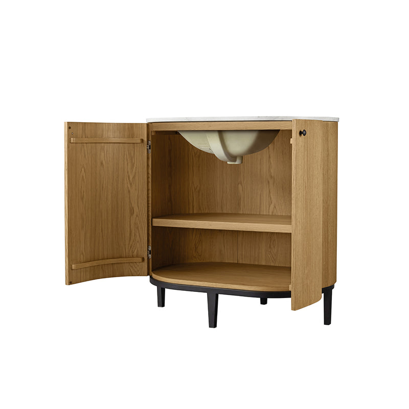 Bellamy 2 Doors Bathroom Vanity with Marble Sink - Floor Mount - 36" Mdf/Rustic Oak