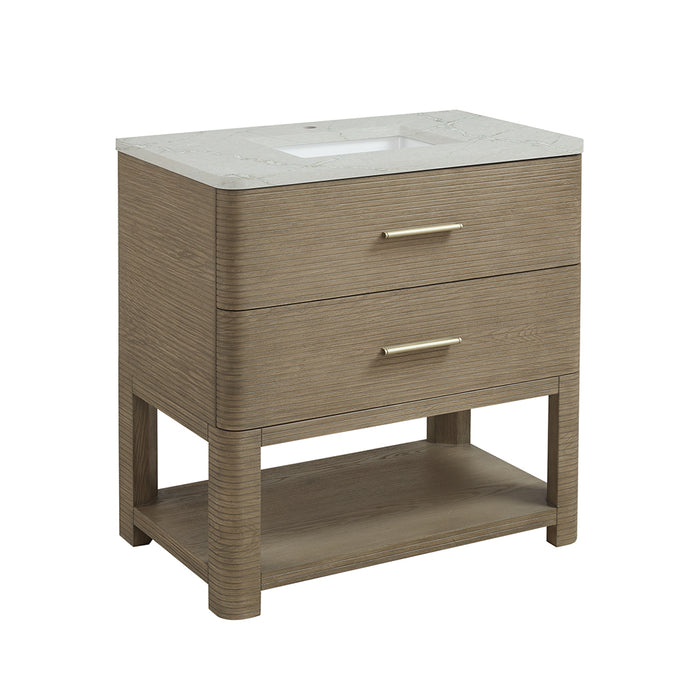 Lucian 2 Drawers Bathroom Vanity with Victorian Silver Silestone Top and Undermount Sink - Free Standing - 36" Wood/Pebble Oak