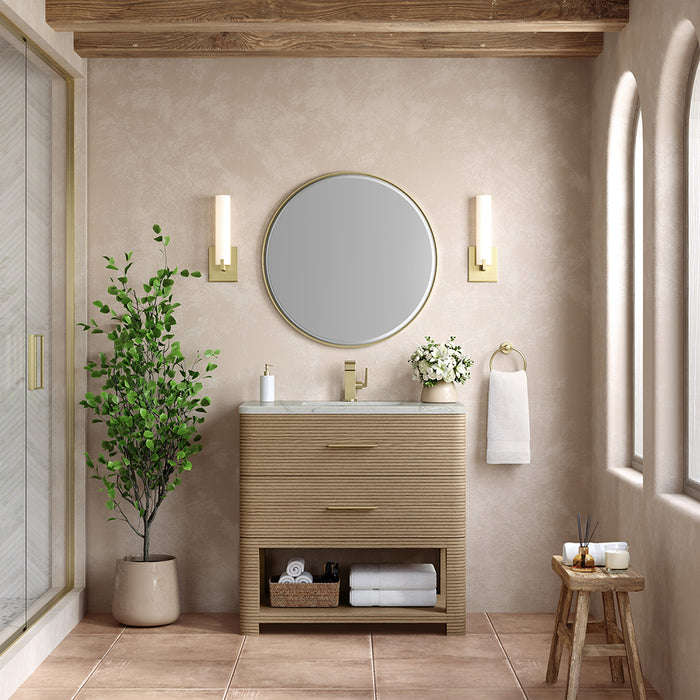 Lucian 2 Drawers Bathroom Vanity with Victorian Silver Silestone Top and Undermount Sink - Free Standing - 36" Wood/Pebble Oak