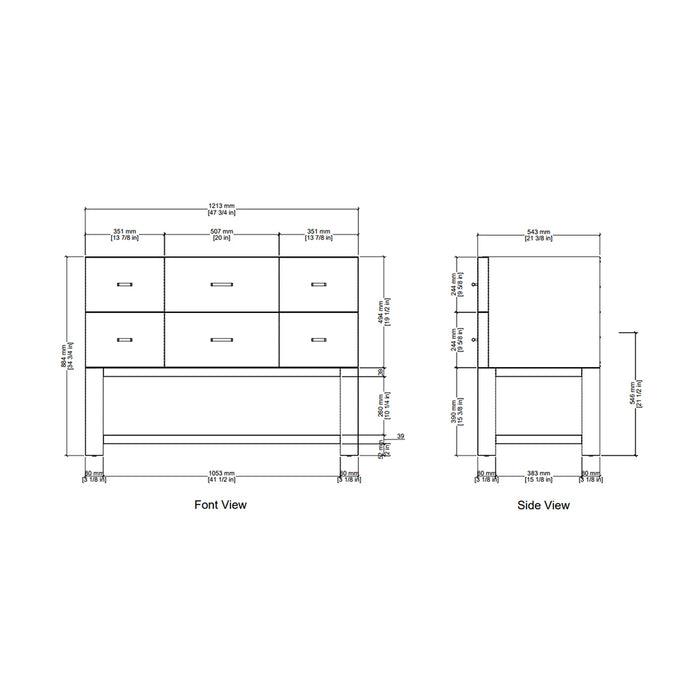 Lucian 5 Drawers Bathroom Vanity with Victorian Silver Silestone Top and Undermount Sink - Free Standing - 48" Wood/Carbon Oak