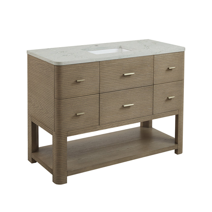 Lucian 5 Drawers Bathroom Vanity with Victorian Silver Silestone Top and Undermount Sink - Free Standing - 48" Wood/Pebble Oak