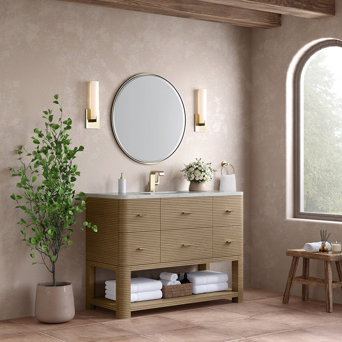 Lucian 5 Drawers Bathroom Vanity with Victorian Silver Silestone Top and Undermount Sink - Free Standing - 48" Wood/Pebble Oak