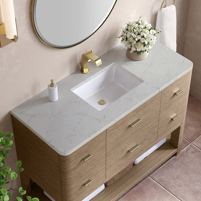 Lucian 5 Drawers Bathroom Vanity with Victorian Silver Silestone Top and Undermount Sink - Free Standing - 48" Wood/Pebble Oak