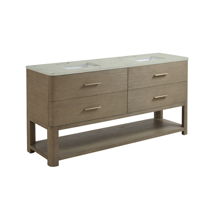 Lucian 4 Drawers Bathroom Vanity with Victorian Silver Silestone Top and Undermount Sinks - Free Standing - 72" Wood/Pebble Oak