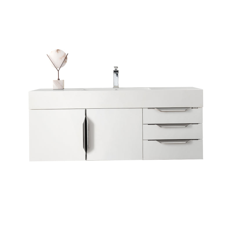Mercer Island 2 Door And 3 Drawers Bathroom Vanity With Stone Sink - Wall Mount - 48" Wood/Glossy White - Last Unit Special Offer