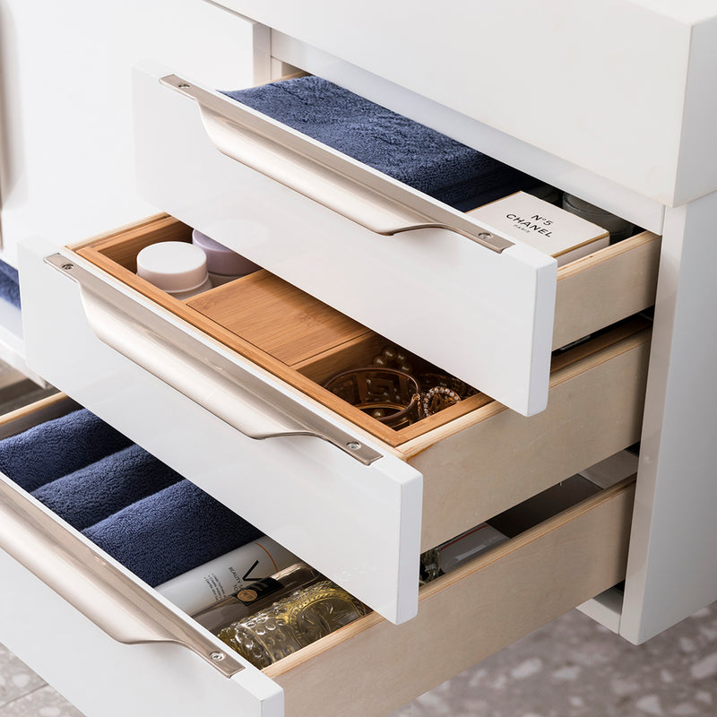 Mercer Island 2 Door And 3 Drawers Bathroom Vanity With Stone Sink - Wall Mount - 48" Wood/Glossy White - Last Unit Special Offer