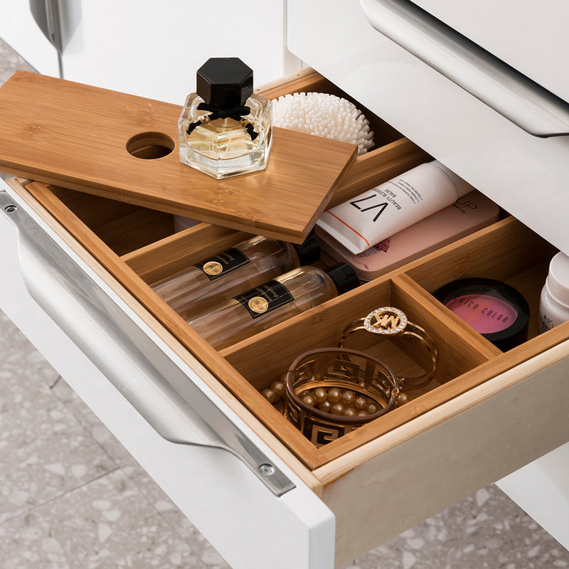 Mercer Island 2 Door And 3 Drawers Bathroom Vanity With Stone Sink - Wall Mount - 48" Wood/Glossy White - Last Unit Special Offer