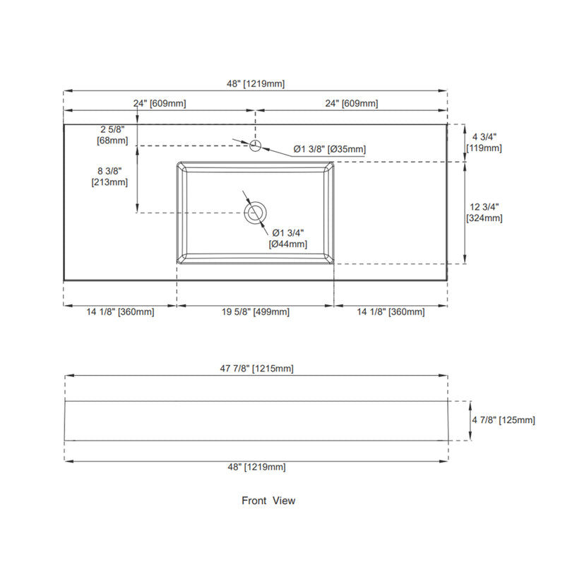 Mercer Island 2 Door And 3 Drawers Bathroom Vanity With Stone Sink - Wall Mount - 48" Wood/Glossy White - Last Unit Special Offer