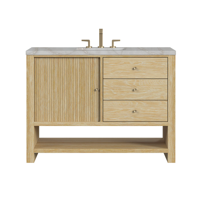 Marigot 4 Drawers And 1 Door Bathroom Vanity with Victorian Silver Quartz Top and Undermount Sink - Free Standing - 48" Wood/Sunwashed Oak