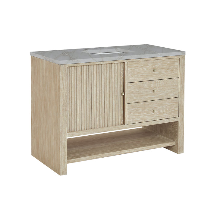 Marigot 4 Drawers And 1 Door Bathroom Vanity with Victorian Silver Quartz Top and Undermount Sink - Free Standing - 48" Wood/Sunwashed Oak