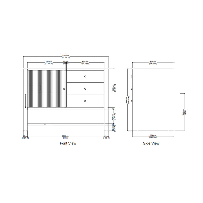 Marigot 4 Drawers And 1 Door Bathroom Vanity with Victorian Silver Quartz Top and Undermount Sink - Free Standing - 48" Wood/Sunwashed Oak