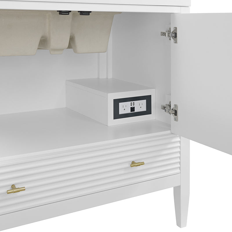 Myrrin 2 Doors And 1 Drawer Bathroom Vanity with White Zeus Quartz Top and Undermount Sink - Free Standing - 36" Wood/Bright White