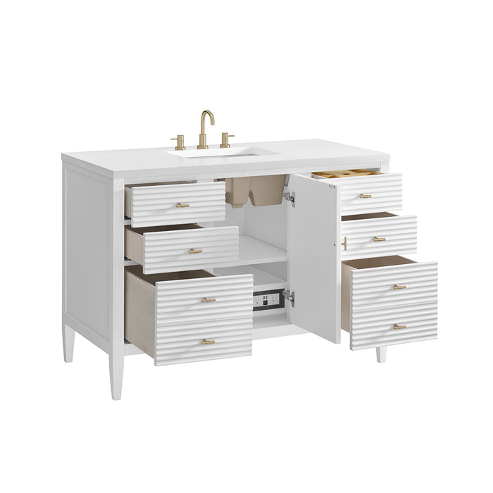 Myrrin 6 Drawers And 1 Door Bathroom Vanity with White Zeus Quartz Top and Undermount Sink - Free Standing - 48" Wood/Bright White