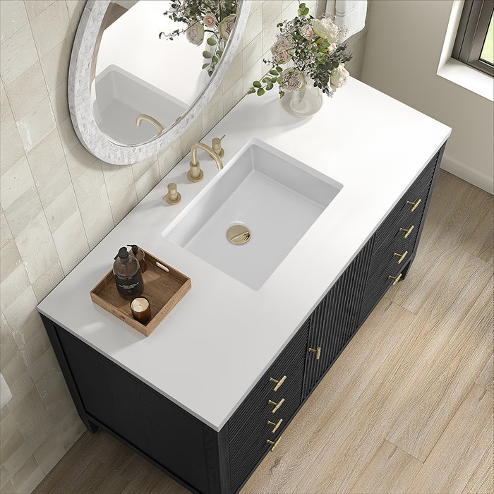 Myrrin 6 Drawers And 1 Door Bathroom Vanity with White Zeus Quartz Top and Undermount Sink - Free Standing - 48" Wood/Carbon Oak