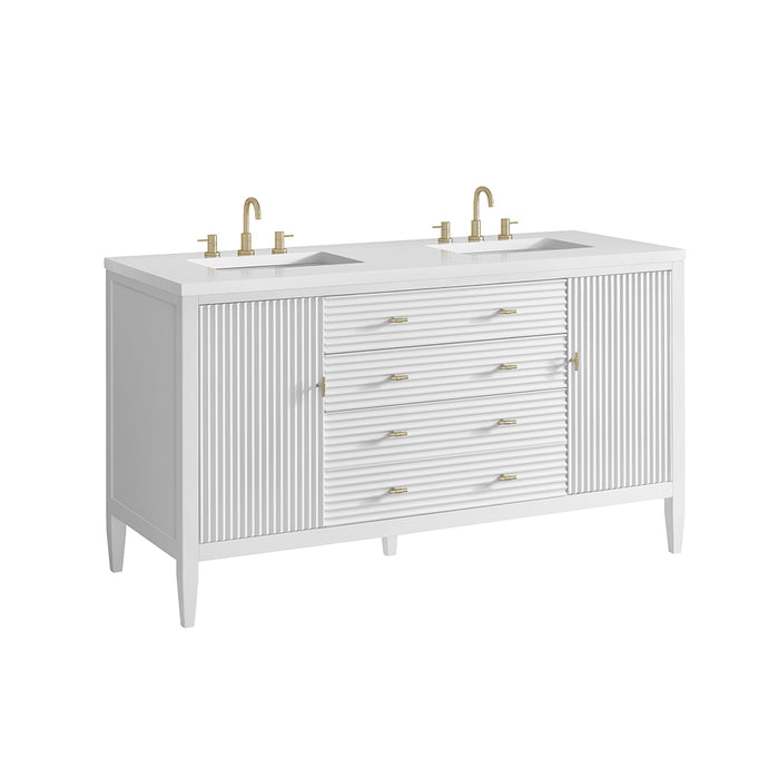 Myrrin 2 Drawers And 2 Doors Bathroom Vanity with White Zeus Quartz Top and Undermount Sinks - Free Standing - 60" Wood/Bright White