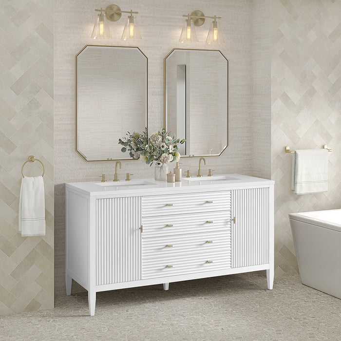 Myrrin 2 Drawers And 2 Doors Bathroom Vanity with White Zeus Quartz Top and Undermount Sinks - Free Standing - 60" Wood/Bright White