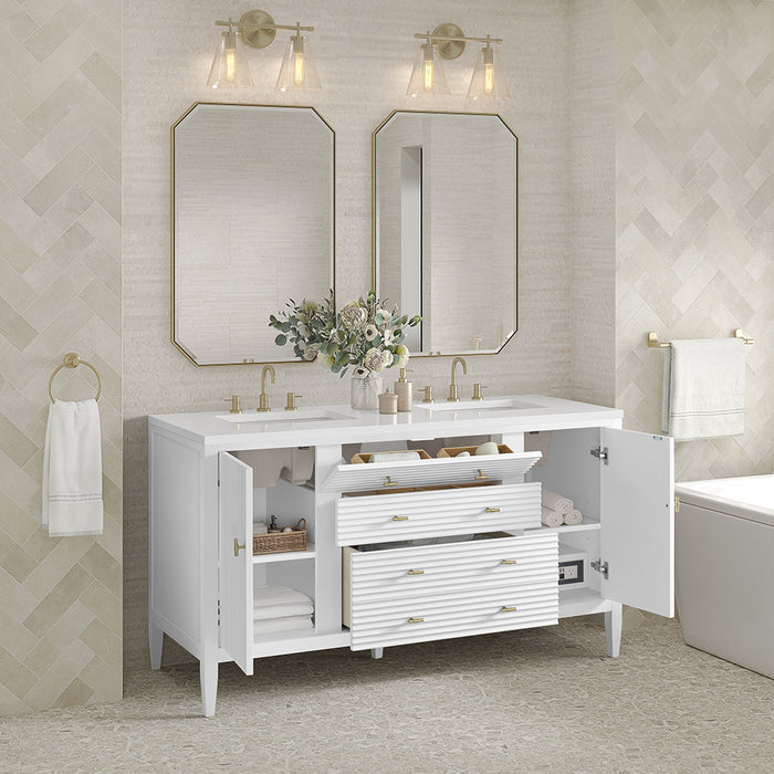 Myrrin 2 Drawers And 2 Doors Bathroom Vanity with White Zeus Quartz Top and Undermount Sinks - Free Standing - 60" Wood/Bright White