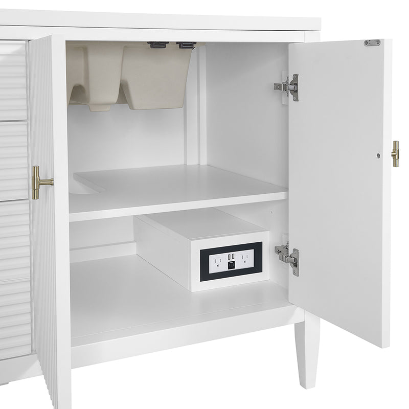 Myrrin 3 Drawers And 4 Doors Bathroom Vanity with White Zeus Quartz Top and Undermount Sinks - Free Standing - 72" Wood/Bright White