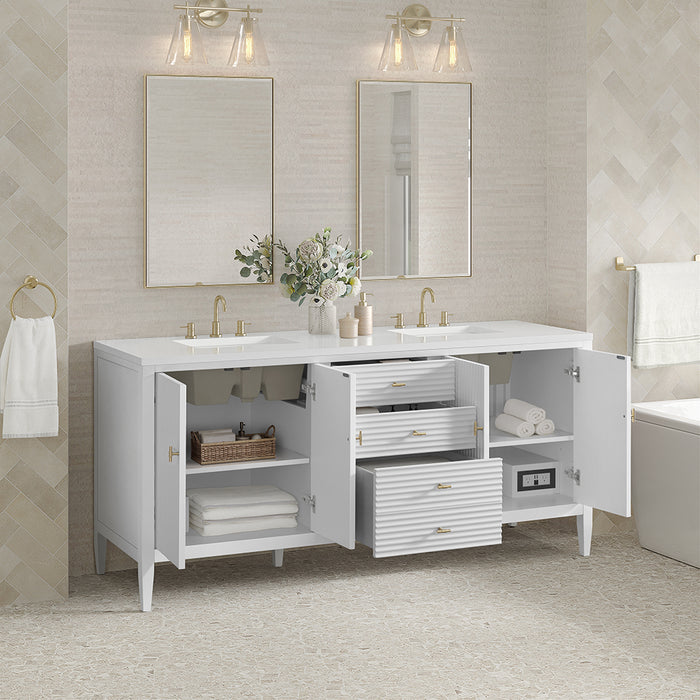 Myrrin 3 Drawers And 4 Doors Bathroom Vanity with White Zeus Quartz Top and Undermount Sinks - Free Standing - 72" Wood/Bright White