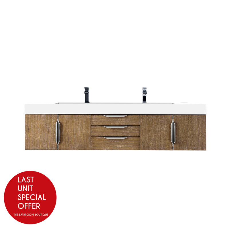 Mercer Island 4 Doors and 3 Drawers Bathroom Vanity with Composite Sink - Wall Mount - 72" Wood/Latte Oak/Brushed Nickel - Last Unit Special Offer