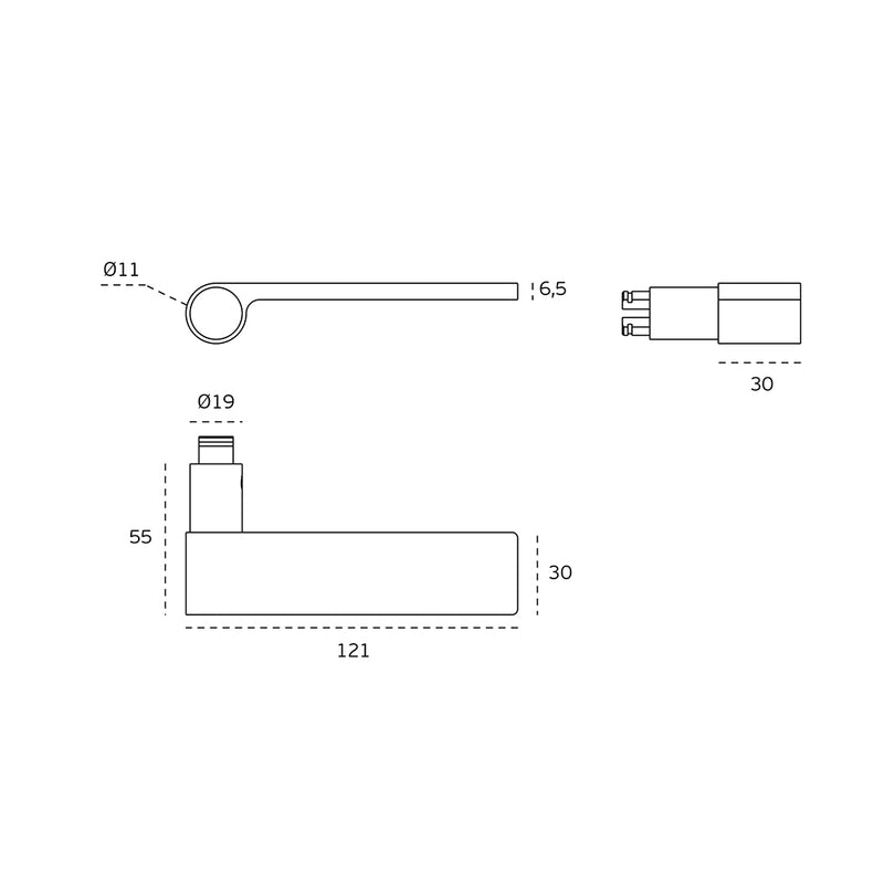Universal Door Leverset - Door Mount - 5" Stainless Steel/Aluminum/Satin