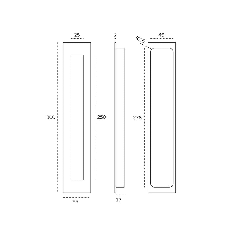 Universal Pocket Door Lockset - Door Mount - 12" Stainless Steel/Satin