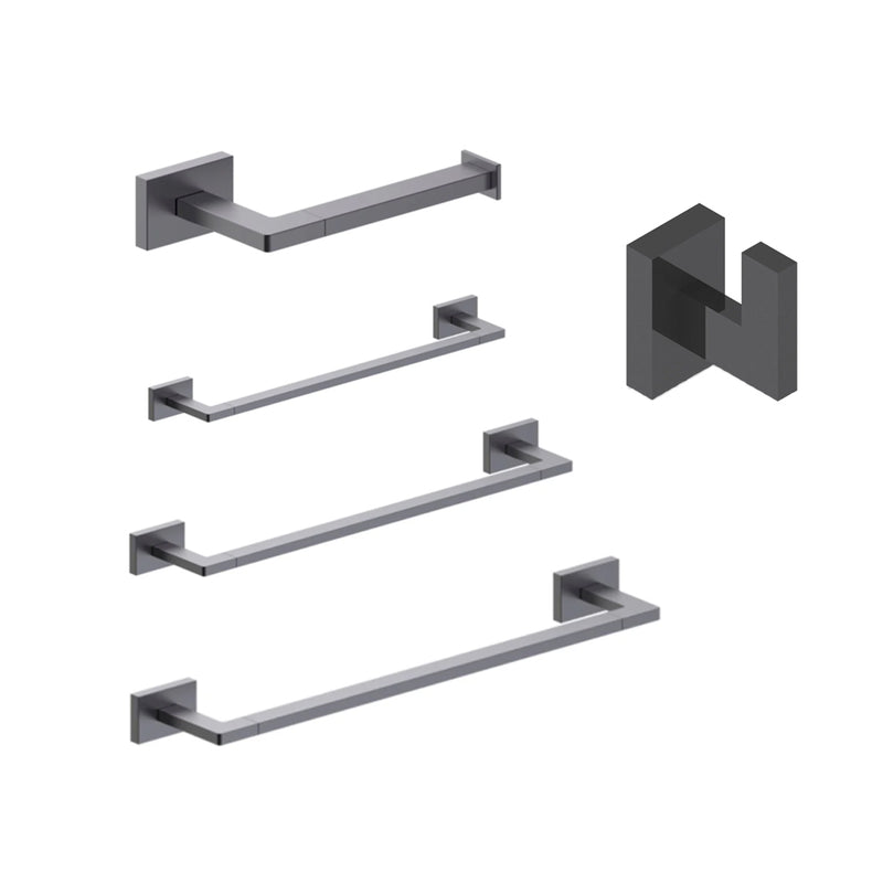 Devon Square Bathroom Accessories Set - Wall Mount - Brass/Matt Black