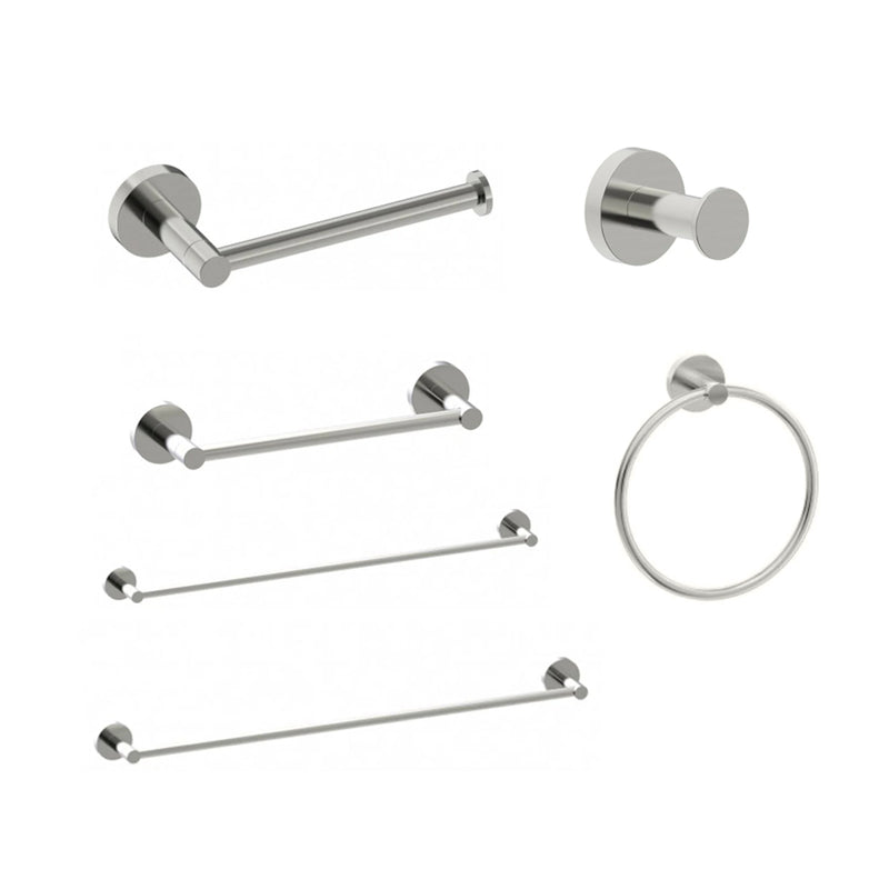 Metro Round Bathroom Accessories Set - Wall Mount - Brass/Brushed Nickel